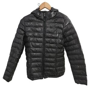 Blue Ocean Black Puffer Full-Zip Jacket with Hood